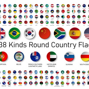 Maravillas globales: 238 banderas de países redondas en 3D - PNG&AI