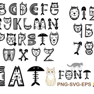 Cat Alphabet & Numbers clipart-Élevez vos créations avec notre alphabet et nos chiffres de chat Purr-fect, fichiers SVG pour Cricut et Silhouette