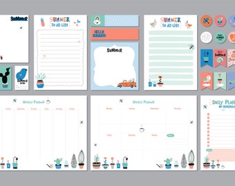 Summer Planner Stickers, iPad Goodnotes PNG Bundle (115 Files) (Digital Download