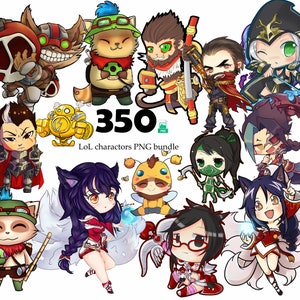 Pack PNG de personnages 350-LoL, Personnages de dessins animés Mega Bundle PNG, Silhouette Clipart imprimable