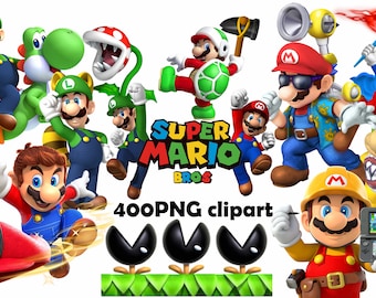 400 Mario PNG Clipart Bundle: Super Mario Bros (Digital Download)