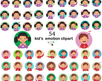 Expressive Children's Emotions Clipart Collection -54 Kids emotion