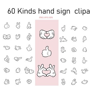 Pacote 60Hand Sign Emoji SVG + PNG // Ícones, mídias sociais, impressão e adesivos // Arquivo de corte SVG para Cricut, Silhouette