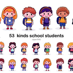 Cheerful Back to School: 53 Vibrant Images of Elementary Students PNG clipart