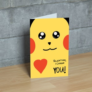 Pikachu San Valentino Card scaricabile stampabile Scelgo te! Regalo di San Valentino Pokémon Fan Accessibile Copie multiple istantanee uniche