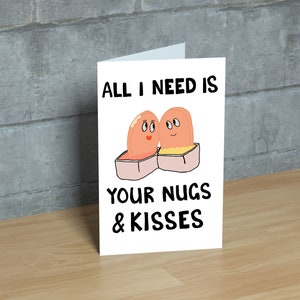 Nugget Valentinstag Karte Huhn Nuggets Kuss Kuss Essen Lustige Komödie Downloadable Printable Einzigartiges Geschenk Lachen Freunde Familie
