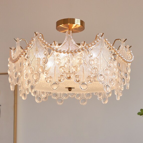 French Retro Glass Chandelier Luxury Italian Style Chandelier Etsy