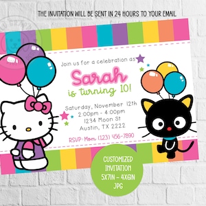 Kitty and Choco Invitation, Choco Birthday Invitation, Kitty Party Invitation, Kitty and Choco Party, Digital file