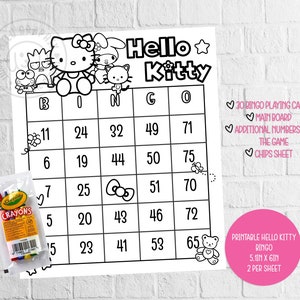 PRINTABLE Hello BINGO, kitty birthday party, Printable Birthday Party image 1