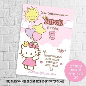 Kitty Birthday Party Invitation,Kitty birthday party invite, magical birthday party,Kitty invite,digital file