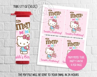 Digital Printable Kitty M & M Minis 1.77 oz. Candy Wrapper - Kitty Candy Wrapper - Minis 1.77 oz. Candy Tube Wrapper