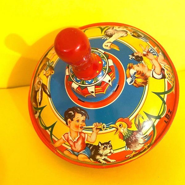 Rare Vintage LBZ Toupie Spinning Top - Collectible Western Germany Toy - Antique Nostalgic Children's Game - Retro Toy Collector's Find"