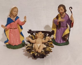 Jesus Mary Joseph Manger 4 In Fontanini Nativity Depose Italy Painted Vintage