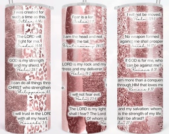 Affirmations Christian Tumbler Sublimation  Designs,  Scripture 20 oz Skinny Tumbler wrap  or Straight/Tapered Tumbler Digital Download
