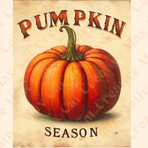 Vintage Pumpkin Season Print: Retro Fall Kitchen Wall Art (PNG Download 8x10&quot;)