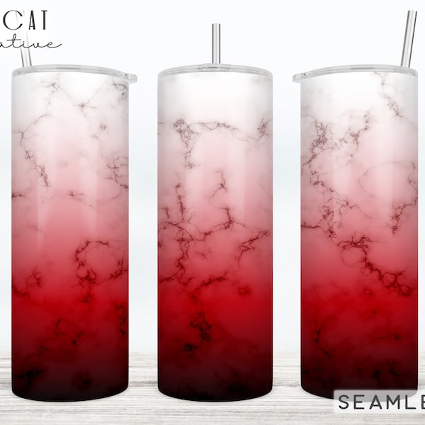 Marble Red Ombre Tumbler Design Wrap 30 oz & 20 oz Skinny Tumbler PNG 2 FILES Sublimation design Gradient Dark Red Tumbler Commercial Use