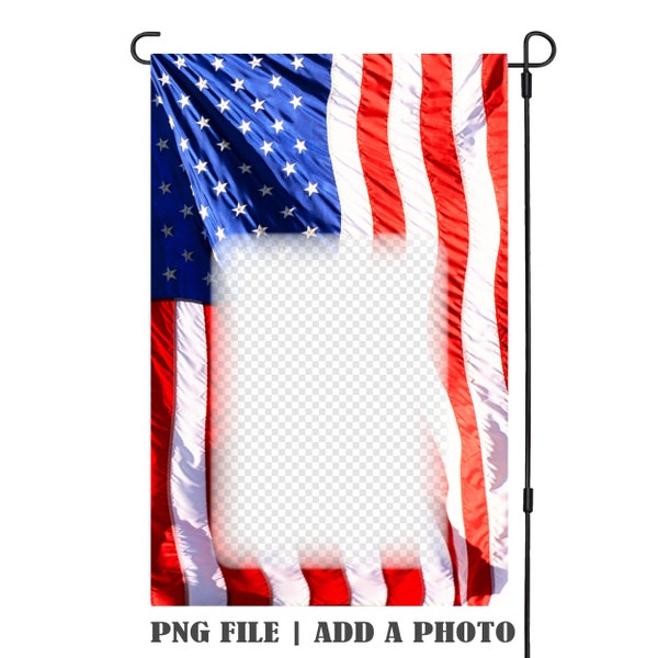 Veteran Photo Garden Flag, Personalize with Picture, Sublimation Design 12x18 PNG American Military USA Memorial Custom Commercial Editable