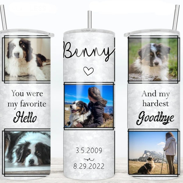 Pet Memorial Pictures 2 Files Transparent Background Design Wrap 20oz Skinny Tumbler Loss of Dog Personalized Tumbler Sublimation Design