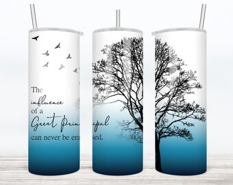 Principal Tumbler Designs 20 oz Skinny Tumbler wrap Principal GIFT Straight SEAMLESS Tumbler Png File Digital Download 20 oz add name