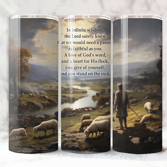 Pastor Appreciation Gift Tumbler Wrap, Shepherd Sheep, Sublimation Design Pastor Poem 20 oz Skinny Tumbler wrap Christian Ministry Religious