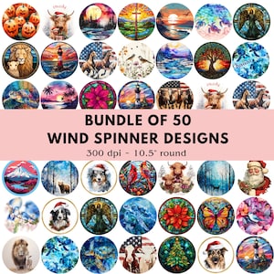 Wind Spinner PNG Bundle, 50 Designs Sublimation, Windspinner Clipart, Digital Download, Printable PNG, Sublimation Files, Commercial Use
