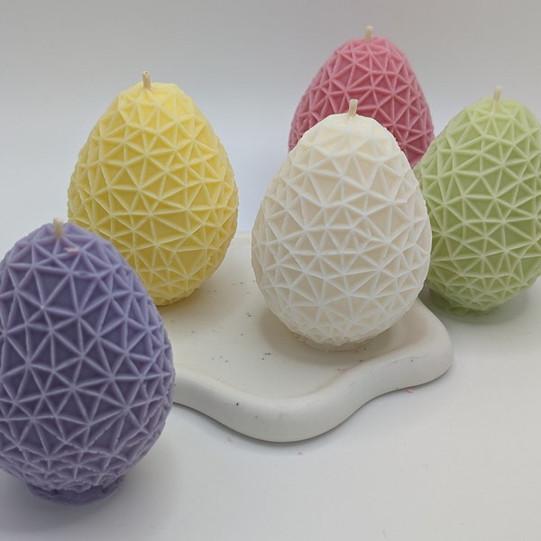 Easter Egg candle, Egg shaped candle for decor and gifts, Handmade soy wax candle, 6 different pastel colors, non-toxic dye