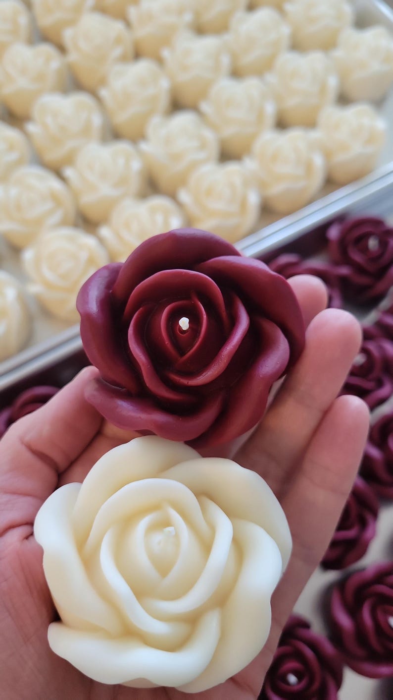 Rose shaped candle, Mother's day gift candle, Gift for mom, handmade natural soy wax candle, non-toxic image 4