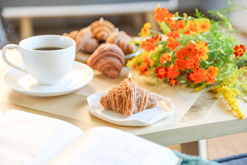 realistic croissant candle pastry candle brown color