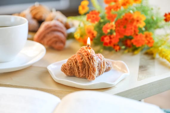 French Croissant Candle: Realistic Food Candle, Banana Vanilla Scented, Fun Foodie Gift, Hostess Gift or Party Favor