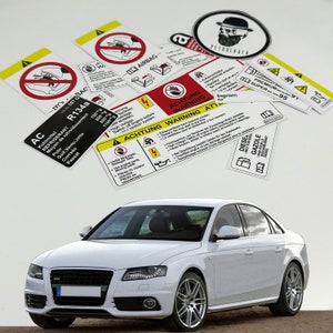 Audi A4 S4 2004-2012 Restoration Warning Caution Underbonnet Engine Bay Stickers Label