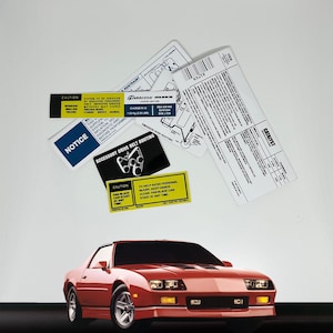 Chevrolet Camaro / Iroc / Firebird / Transam 3rd Gen F Body Restoration Warning Caution Engine Stickers