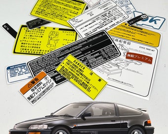 Honda Crx Cr-x Del Sol Sir 1984–1991 Restoration Warning Caution Underbonnet Engine Bay Stickers Label