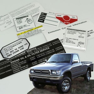 Toyota Hilux 1987 1992 LN106 TRUCK 4x4 Restoration Warning Caution Underbonnet Engine Bay Stickers Label