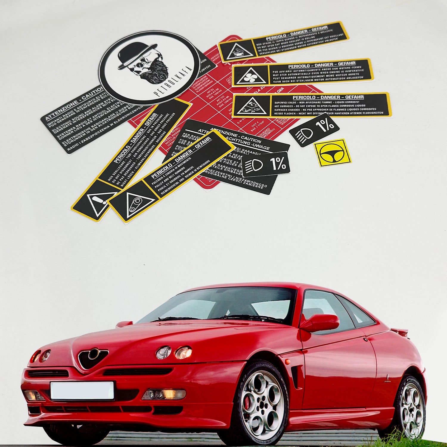 Couvercle Intérieur En Acier Inoxydable Pour Alfa Romeo GTV & Spider (916) - Finition Brossée, Drapeau Italien - Installation Facile