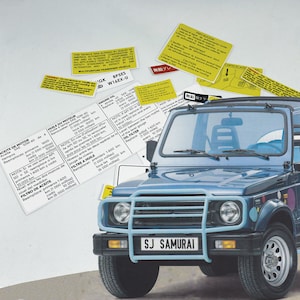 Suzuki Samurai SJ 410 430 URestoration Warning Caution Underbonnet Engine Bay Stickers Label