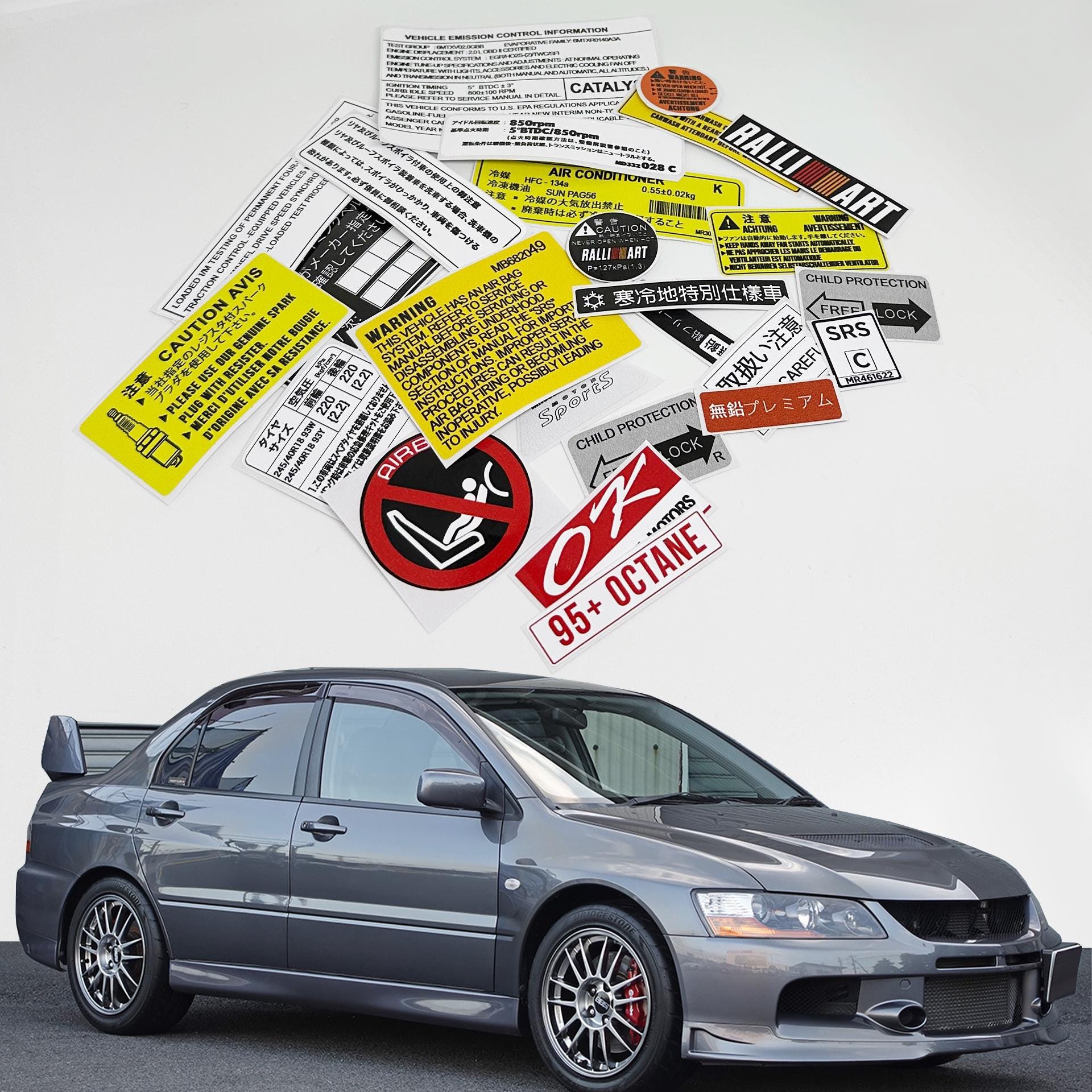 Mitsubishi Evo 7 8 9 Lancer Evolation Car Warning Caution Engine ...