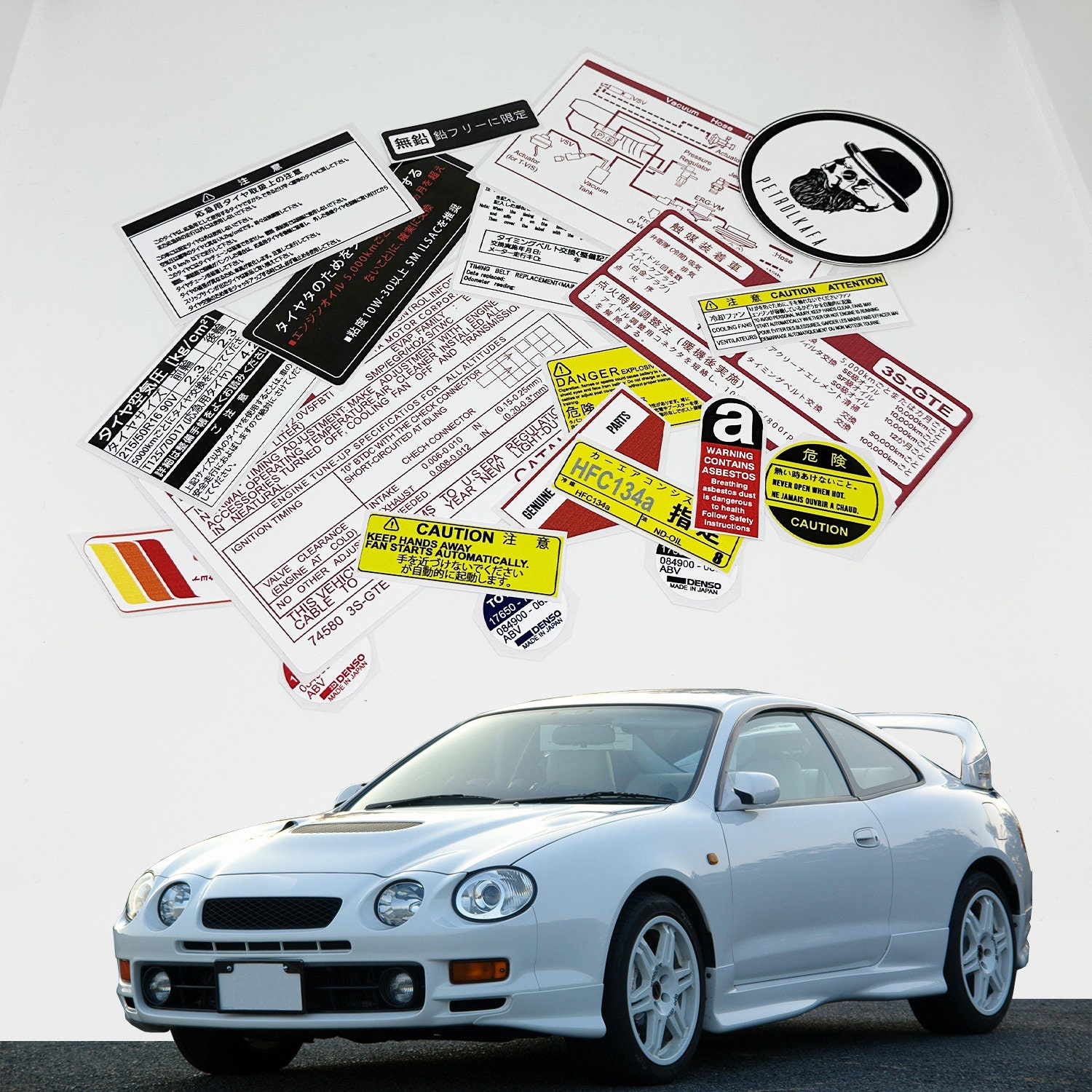 Toyota Celica St205 Underbonnet Car Restoration Warning Labels