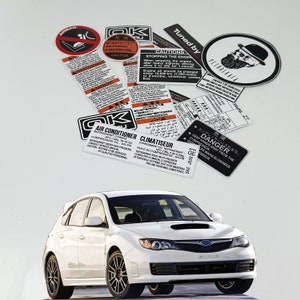 Subaru Wrx Sti S206 Underbonnet Car Restoration Warning Stickers Labels