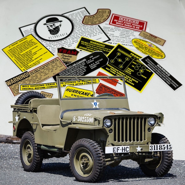 Kaiser Willys Cj5 Fram Restoration Warning Caution Underbonnet Engine Bay Stickers Label