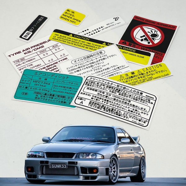 Nissan Skyline R33 Gt-r Restoration Warning Caution Underbonnet Engine Bay Stickers Label