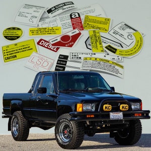 Toyota Hilux LN65 1983-1987 Truck 4x4 Restoration Warning Caution Underbonnet Engine Bay Stickers Label