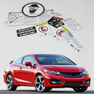 Honda Civic Si 2012 2015 Underbonnet Car Restoration Warning Labels Stickers
