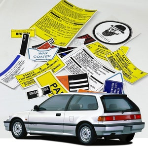 Honda Civic Ef Ed 87-91 Sedan Hb Restoration Warning Caution Underbonnet Engine Bay Stickers Label