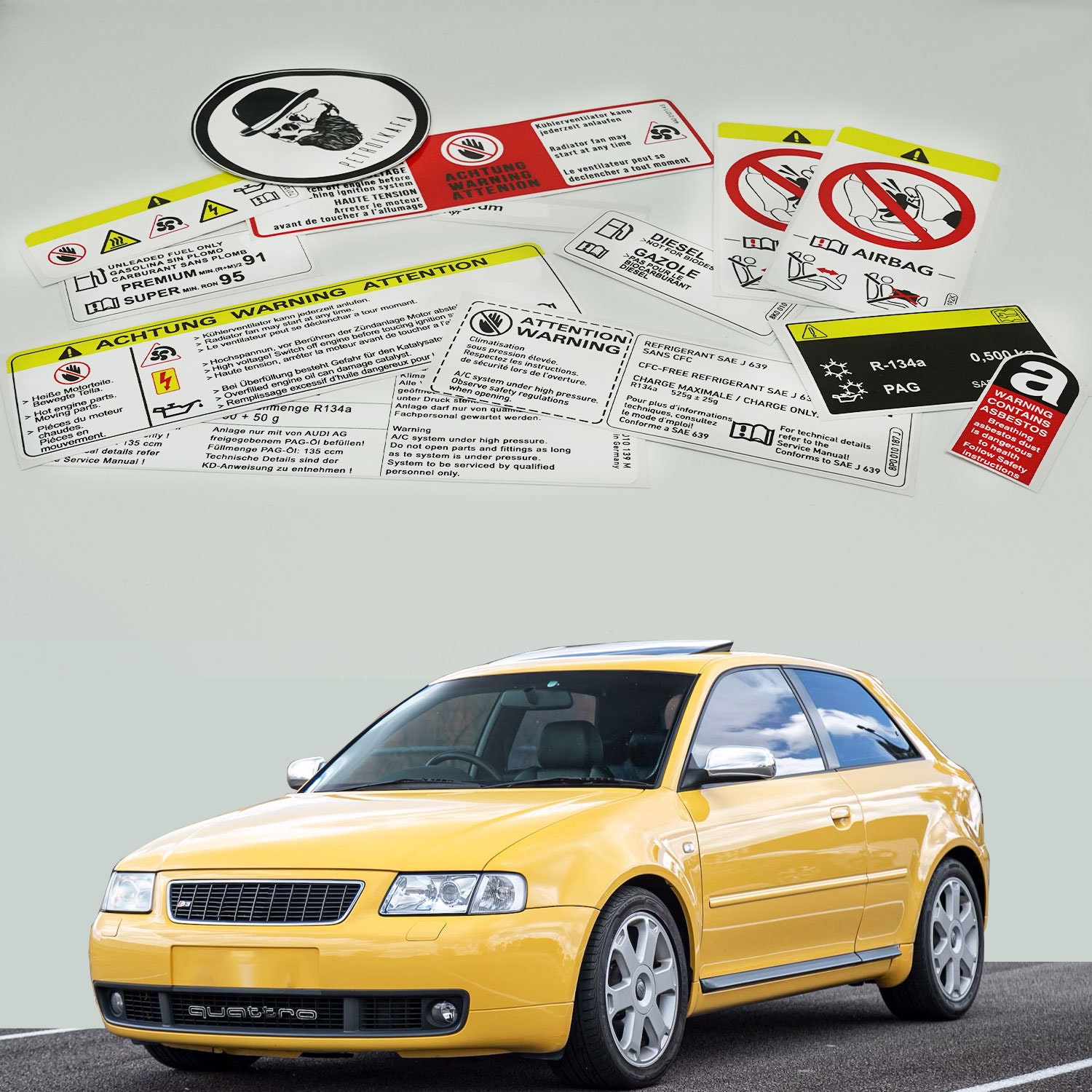 Audi A3 S3 1996-2003 Restoration Warning Caution Underbonnet