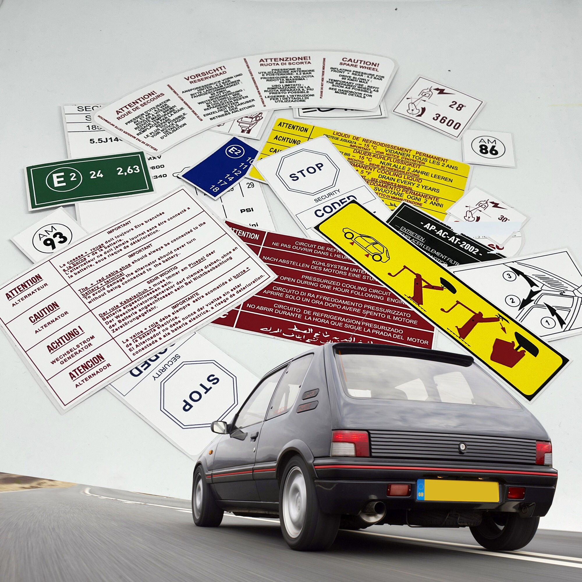 Peugeot 205 Gti 1.9 Rallye Restoration Warning Caution Underbonnet