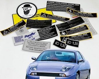 Fiat Coupe 2.0 Restoration Warning Caution Underbonnet Engine Bay Stickers Label