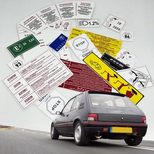 Peugeot 205 GTi 1.9 rallye Restoration Warning Caution Underbonnet Engine Bay Stickers Label