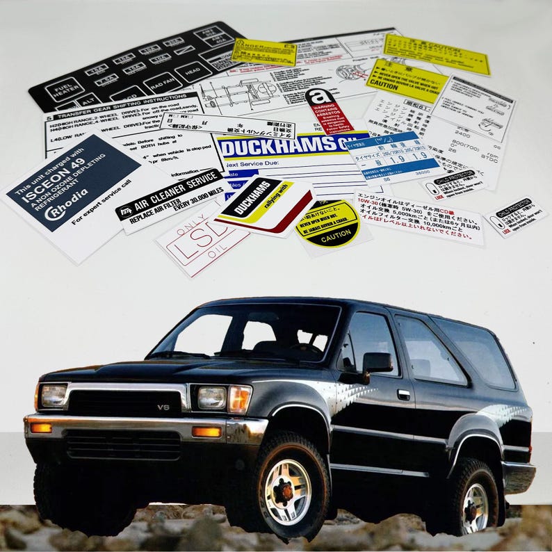 Toyota 4runner Hilux Gen2 Restoration Warning Caution Engine Stickers ...