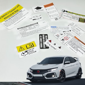 Honda Civic Type R Fk8 Restoration Warning Caution Underbonnet Engine Bay Stickers Label