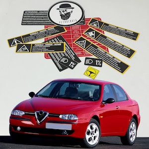 Alfa Romeo 156 Restoration Warning Caution Underbonnet Engine Bay Stickers Label